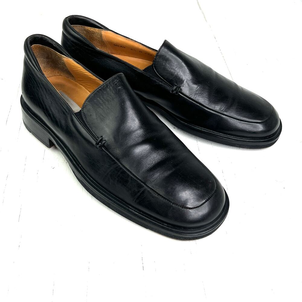 Mezlan Milan Men's Black Leather Loafer Size 8.5 Made in Spain Slip On